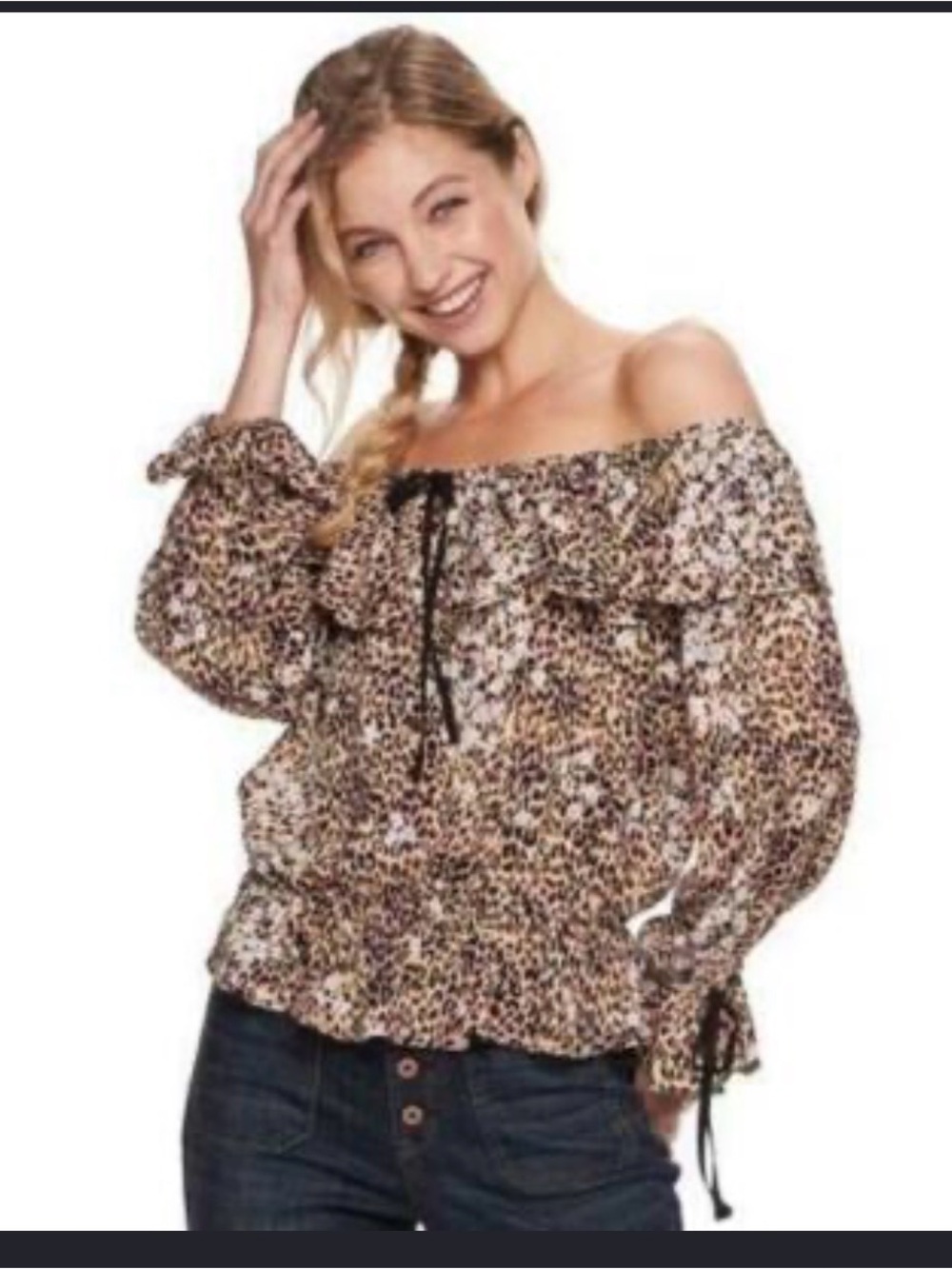 American rag small animal print off shoulder shirt 1021